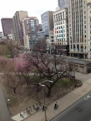 The view from Sara Graybill's dorm room at 9:30 a.m. on the Emerson College campus in downtown Boston. Courtesy photo